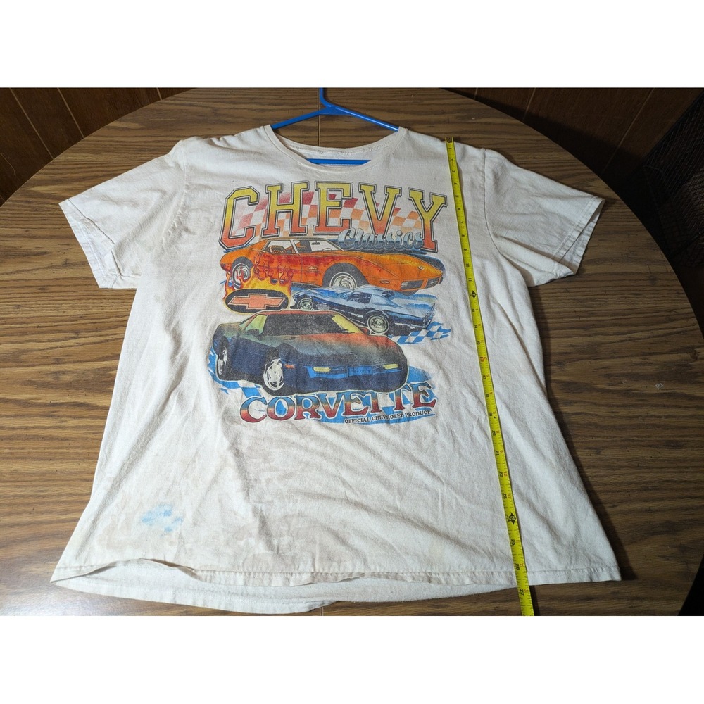 Chemistry Chevy Classics Corvette Graphic T-Shirt Mens XL White Short Sleeve GM
